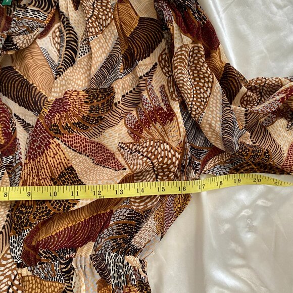 Farm Rio Brown Dotted Macaws Long Sleeve Maxi Ruffle Boho Dress Small - Picture 6 of 8